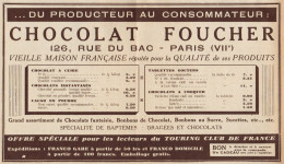 Chocolat FOUCHER - Pubblicità D'epoca - 1935 Old Advertising - Pubblicitari