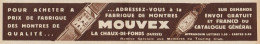 Montres MOUVEX - Pubblicità D'epoca - 1935 Old Advertising - Publicidad