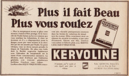 Huiles Equi-Visqueuses KERVOLINE - Pubblicità D'epoca - 1935 Old Advert - Pubblicitari