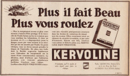 Huiles Equi-Visqueuses KERVOLINE - Pubblicità D'epoca - 1935 Old Advert - Publicidad