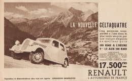 La Nouvelle Celtaquatre RENAULT - Pubblicità D'epoca - 1935 Old Advert - Pubblicitari