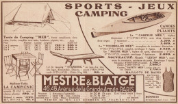 Mestre & Blatgé - Sports - Camping - Pubblicità D'epoca - 1934 Old Advert - Pubblicitari