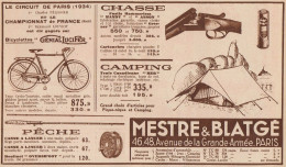 Mestre & Blatgé - Bicyclettes - Chasse - Pubblicità D'epoca - 1934 Ad - Pubblicitari