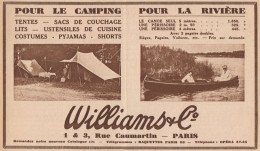 WILLIAMS Pour Le Camping & La Riviére - Pubblicità D'epoca - 1934 Old Ad - Publicidad