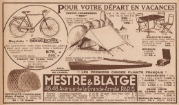 Mestre & Blatgé - Pour Votre Départ En Vacances - Pubblicità - 1934 Old Ad - Pubblicitari