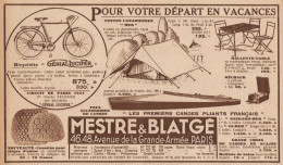 Mestre & Blatgé - Pour Votre Départ En Vacances - Pubblicità - 1934 Old Ad - Publicités