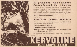 KERVOLINE Course Minérale - Pubblicità D'epoca - 1934 Old Advertising - Pubblicitari