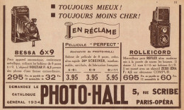 PHOTO-HALL - Bessa 6 X 9 - Rolleicord - Pubblicità D'epoca - 1934 Old Ad - Pubblicitari