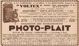 PHOTO-PLAIT - Appareil Voltex - Pubblicità D'epoca - 1934 Old Advertising - Pubblicitari