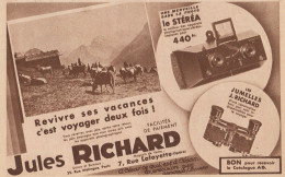 Le Stérea & Les Jumelles Jules RICHARD - Pubblicità D'epoca - 1934 Old Ad - Pubblicitari