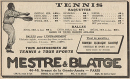 Mestre & Blatgé Tous Accessoires De Tennis - Pubblicità D'epoca - 1922 Ad - Publicidad