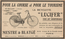 Bicyclette LUCIFER - Mestre & Blatgé - Pubblicità D'epoca - 1922 Old Ad - Publicidad