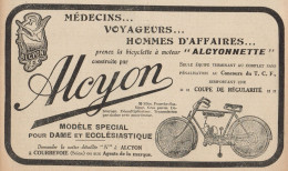 Bicyclette à Moteur ALCYONNETTE - Pubblicità D'epoca - 1922 Old Advert - Publicidad