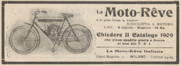 Bicicletta A Motore MOTO-REVE 2 HP - Pubblicità D'epoca - 1909 Old Advert - Pubblicitari