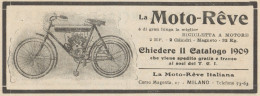 Bicicletta A Motore MOTO-REVE 2 HP - Pubblicità D'epoca - 1909 Old Advert - Publicités