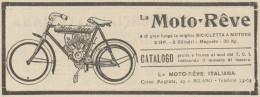 Bicicletta A Motore MOTO-REVE 2 HP - Pubblicità D'epoca - 1909 Old Advert - Publicités