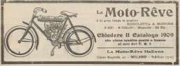 Bicicletta A Motore MOTO-REVE 2 HP - Pubblicità D'epoca - 1909 Old Advert - Pubblicitari