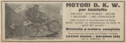 Biciclette A Motore D.K.W. - Pubblicità D'epoca - 1925 Old Advertising - Pubblicitari