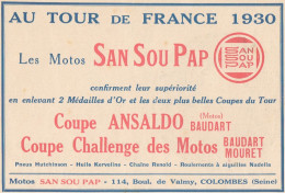 Moto SAN SOU PAP - Coupe Ansaldo - Pubblicità D'epoca - 1930 Old Advert - Publicités