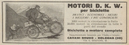 Biciclette A Motore D.K.W. - Pubblicità D'epoca - 1925 Old Advertising - Pubblicitari