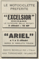 Motociclette EXCELSIOR Chicago & ARIEL - Pubblicità D'epoca - 1922 Old Ad - Pubblicitari