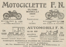 Motociclette & Automobili F.N. - Pubblicità D'epoca - 1909 Old Advertising - Publicités