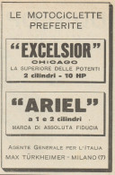 Moto EXCELSIOR Chicago & ARIEL - Pubblicità D'epoca - 1922 Old Advertising - Pubblicitari