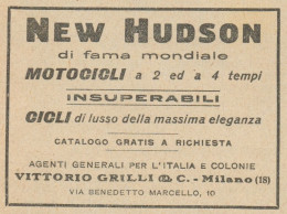 Motocicli & Cicli NEW HUDSON - Pubblicità D'epoca - 1922 Old Advertising - Pubblicitari