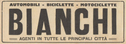 Bici, Moto & Auto BIANCHI - Pubblicità D'epoca - 1922 Old Advertising - Publicités