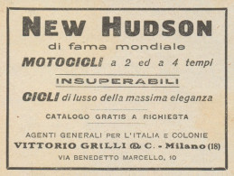 Motocicli & Cicli NEW HUDSON - Pubblicità D'epoca - 1922 Old Advertising - Publicités