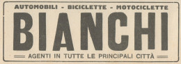 Bici, Moto & Auto BIANCHI - Pubblicità D'epoca - 1922 Old Advertising - Pubblicitari