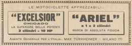 Moto EXCELSIOR Chicago & ARIEL - Pubblicità D'epoca - 1922 Old Advertising - Pubblicitari