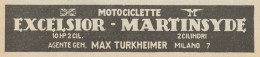 Motociclette EXCELSIOR-MARTINSYDE - Pubblicità D'epoca - 1923 Old Advert - Pubblicitari