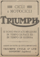 Cicli & Motocicli TRIUMPH - Pubblicità D'epoca - 1917 Old Advertising - Publicités