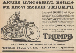 Motociclette TRIUMPH - Pubblicità D'epoca - 1926 Old Advertising - Publicités