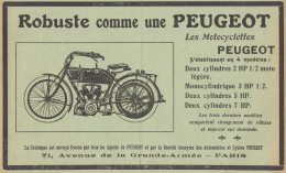 Motocyclettes PEUGEOT - Pubblicità D'epoca - 1913 Old Advertising - Publicidad