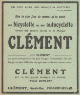 Bicyclette & Autocyclette Clément - Pubblicità D'epoca - 1913 Old Advert - Advertising