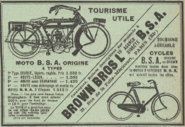 Motos & Cycles B.S.A. - Brown Bros LTD - Pubblicità D'epoca - 1913 Old Ad - Publicités