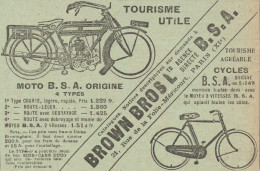 Motos & Cycles B.S.A. - Brown Bros LTD - Pubblicità D'epoca - 1913 Old Ad - Publicidad