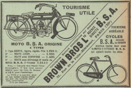 Motos & Cycles B.S.A. - Brown Bros LTD - Pubblicità D'epoca - 1913 Old Ad - Advertising