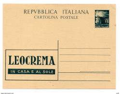 C.P. Democratica Lire 15 Pubblicitario "Leocrema" N. R 8/2 - Postwaardestukken