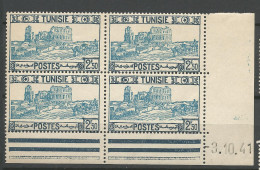 TUNISIE N° 236 Bloc De 4 Coin Daté 3 / 10 / 41 NEUF** LUXE SANS CHARNIERE NI TRACE / Hingeless  / MNH - Ongebruikt