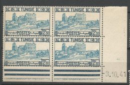 TUNISIE N° 236 Bloc De 4 Coin Daté 3 / 10 / 41 NEUF** LUXE SANS CHARNIERE NI TRACE / Hingeless  / MNH - Unused Stamps