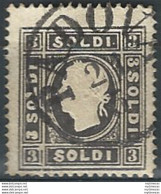 1859 Lombardo Veneto 3 Soldi Nero Grigio Cancelled Sassone N. 29a - Lombardy-Venetia