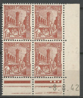 TUNISIE N° 234 Bloc De 4 Coin Daté 8 / 8 / 42 NEUF** LUXE SANS CHARNIERE NI TRACE / Hingeless  / MNH - Unused Stamps