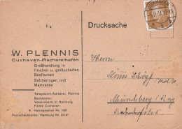 Deutsches Reich Firmen Karte Cuxhaven 1931 W Plennis Cuxhaven Fischerreihafen - Lettres & Documents