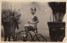 Blonde Boy Driving Antique Bicycle Tricycle Real Photo Postcard 1920s - Spielzeug & Spiele