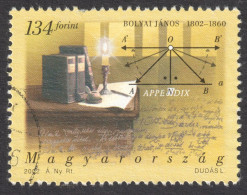 Janos Bolyai - Hungarian Mathematician / Mathematics - Hungary 2002 - Used / Candle Book Ink Pen - Postmark DERECSKE - Sonstige & Ohne Zuordnung