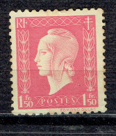 1,50 F Groseille Marianne De Dulac Série De Londres - 1944-45 Marianne (Dulac)