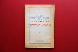 Memorie Storiche Civili Religiose Di Villafranca Modenese F. Gavioli Modena 1942 - Unclassified